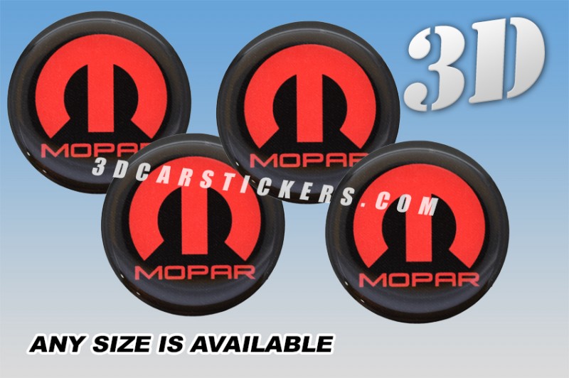 MOPAR 3d car stickers for wheel center caps :: Red logo/black background::