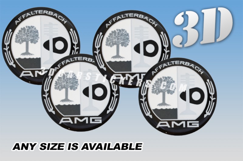 AMG AFFALTERBACH 3d car wheel center cap emblems stickers  :: Silver logo/black background::