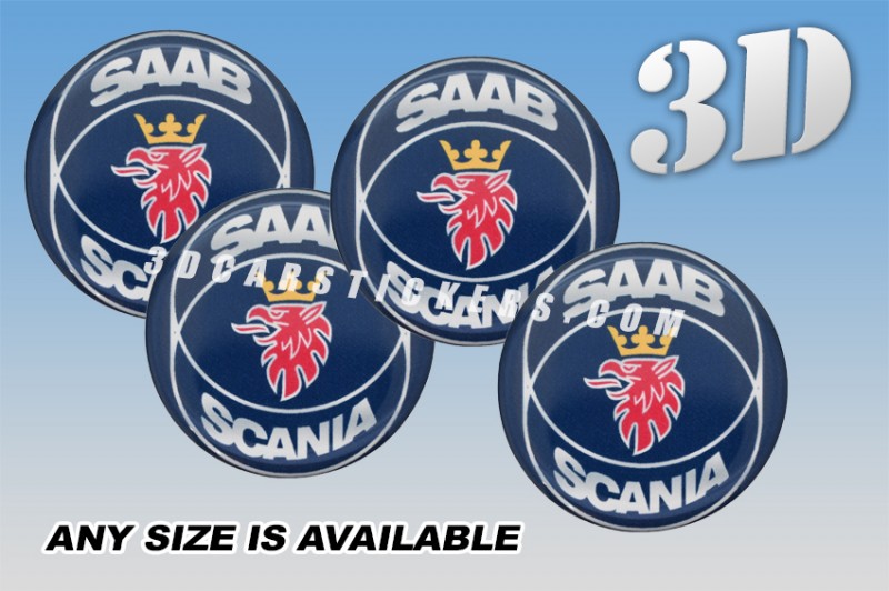 SAAB SCANIA 3d car wheel center cap emblems stickers decals  :: Color logo/blue background ::