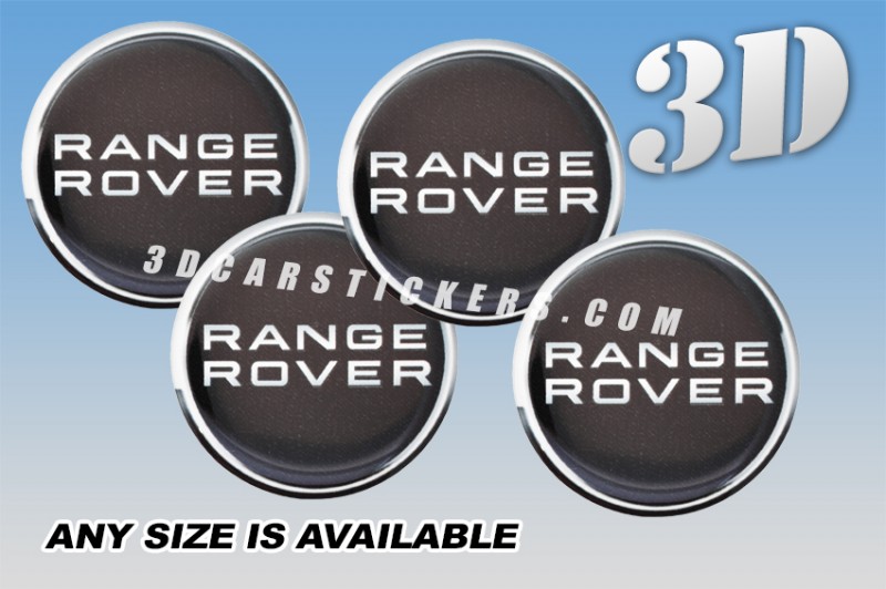 RANGE ROVER 3d car wheel center cap emblems stickers decals  :: Silver logo/Silver outline ring/black background ::