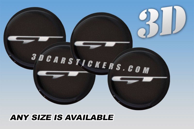 KIA STINGER GT 3d car wheel center cap emblems stickers decals  :: Silver logo/black background ::