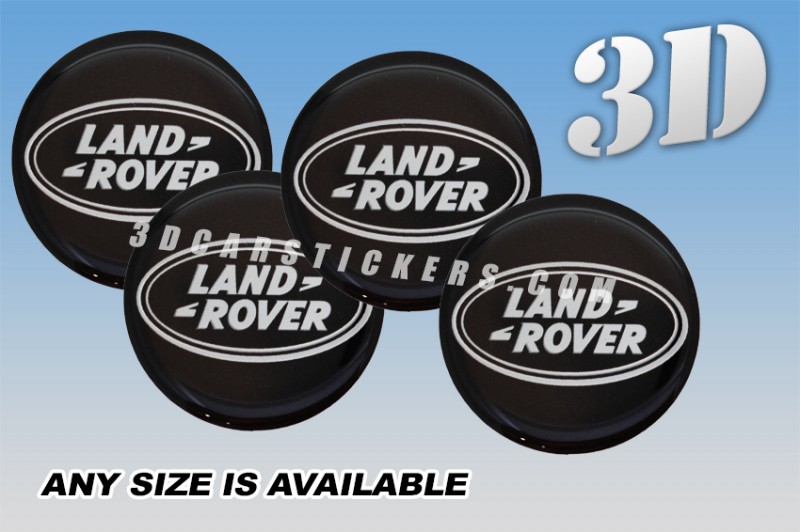 LAND-ROVER 3d car wheel center cap emblems stickers decals  :: Silver logo/black background ::