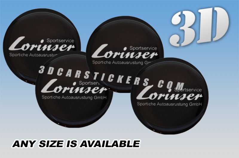 LORINSER 3d car wheel center cap emblems stickers decals  :: Silver logo/black background ::