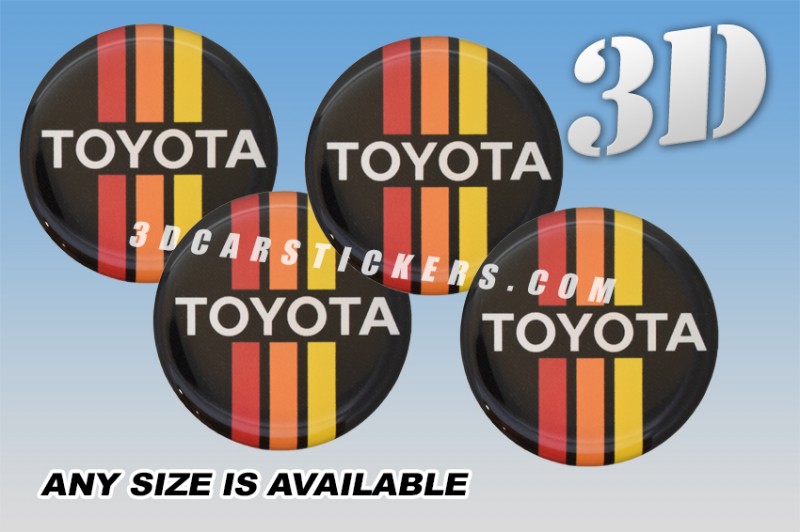 TOYOTA OLD 3d car wheel center cap emblems stickers decals  :: Tribar logo/black background ::