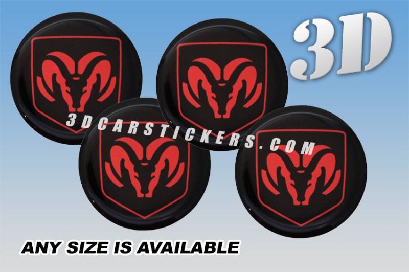 DODGE 3d car wheel center cap emblems stickers decals  :: Red logo/black background ::