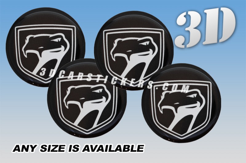 DODGE VIPER SNAKE 3d car wheel center cap emblems stickers decals  :: Silver logo/black background ::