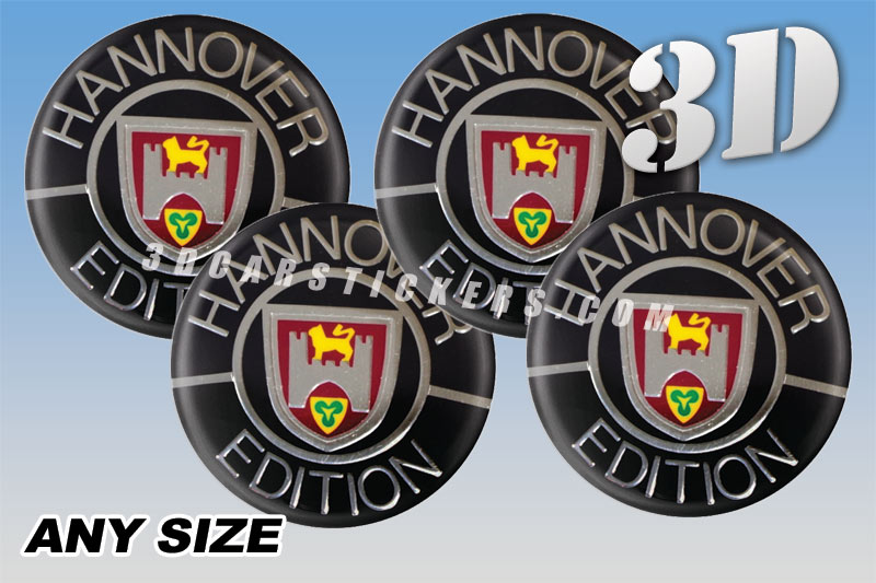 Hannover Edition 3d domed car wheel center cap emblems stickers decals  :: Color logo/black background ::