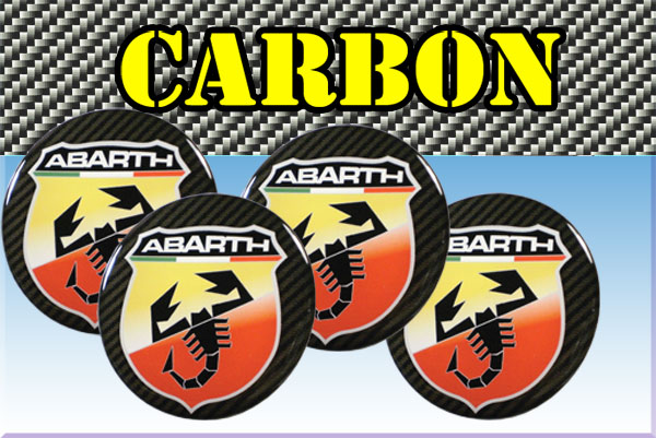 ABARTH 3d car stickers for wheel center caps СARBON LOOK