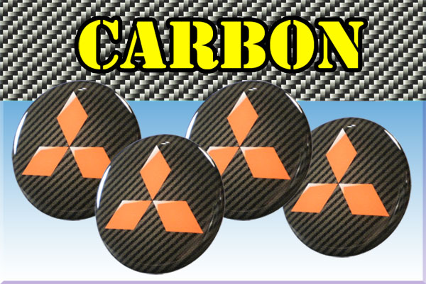 MITSUBISHI 3d car stickers for wheel center caps СARBON LOOK