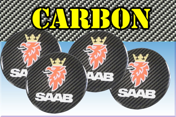 SAAB 3d car stickers for wheel center caps СARBON LOOK